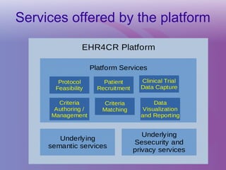 Services offered by the platform
 