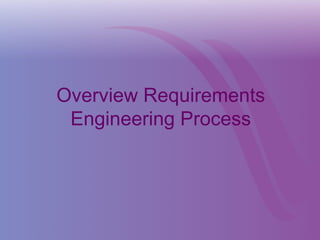 Overview Requirements
Engineering Process
 