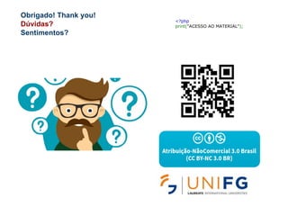 Obrigado! Thank you!
Dúvidas?
Sentimentos?
<?php
print("ACESSO AO MATERIAL");
Professor: Cloves Rocha | FUNDAMENTOS PARA CERTIFICAÇÃO TÉCNICA - overview
 