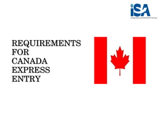 REQUIREMENTS REQUIREMENTS 
FOR FOR 
CANADACANADA
EXPRESSEXPRESS
ENTRYENTRY
 