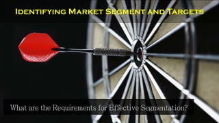 What are the Requirements for Effective Segmentation?
Identifying Market Segment and Targets
 