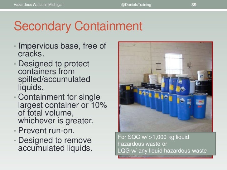 Hazardous Waste Storage Area Secondary Containment Requirements Dandk