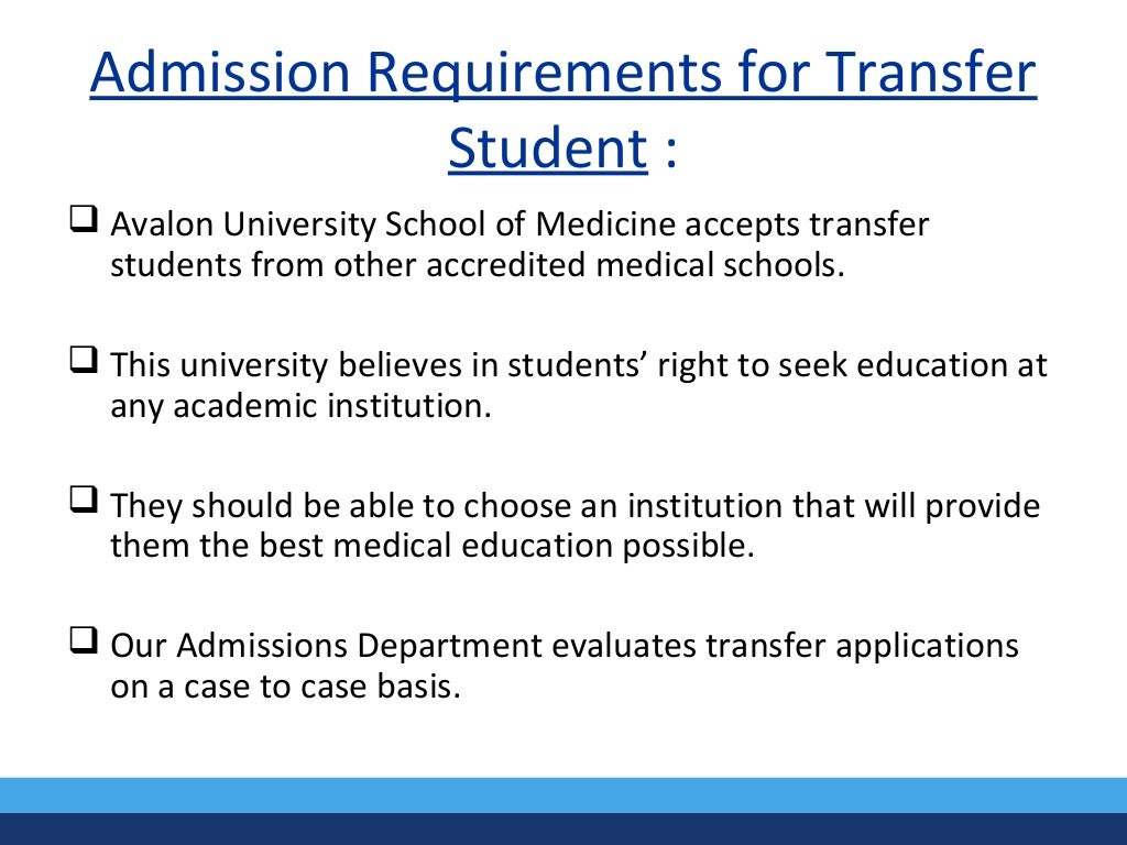 Requirements for Medical School Avalon University