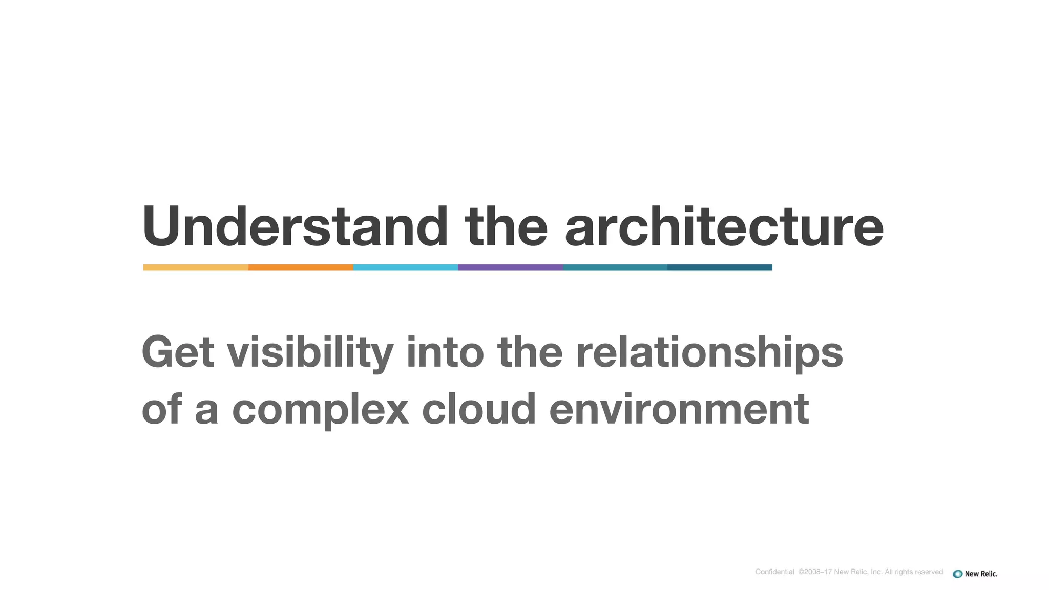 Confidential ©2008–17 New Relic, Inc. All rights reserved
Understand the architecture
Get visibility into the relationships
of a complex cloud environment
 