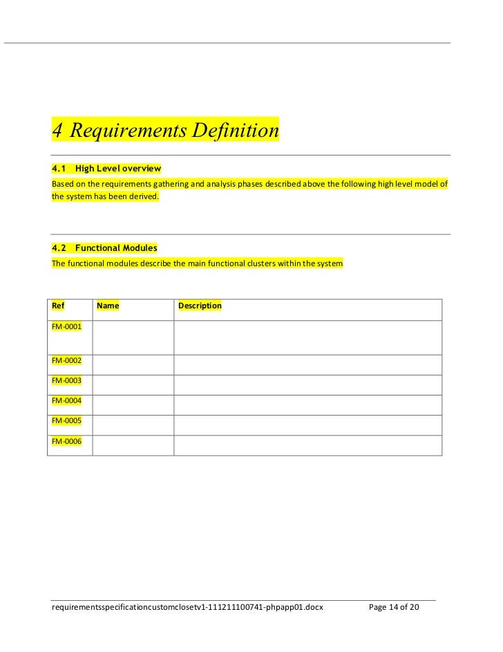 Custom Closet Requirements Specification v1