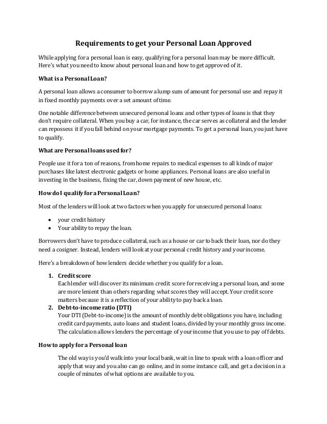 personal loan for down payment on house