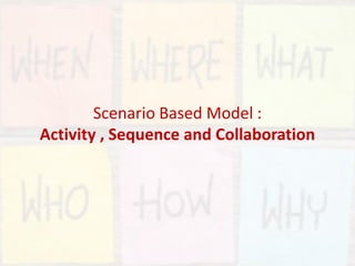 Scenario Based Model :
Activity , Sequence and Collaboration
 