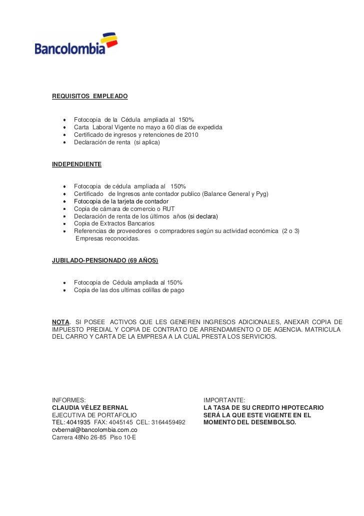 Requisitos Bancolombia-Aplicacion Subsidio del Gobierno
