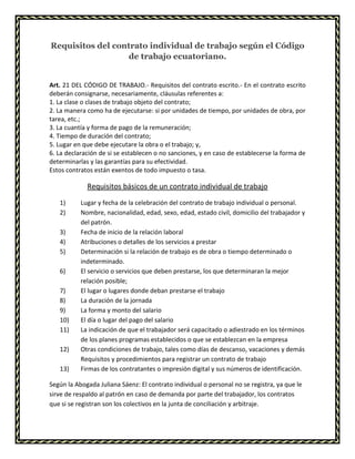 contrato de trabajo individual contrato de trabajo individual