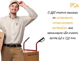 PSIs
O ART produz releases

   ou incrementos

   potencialmente

   entregáveis que

geralmente são fixados

 entre 60 e 120 dias
 