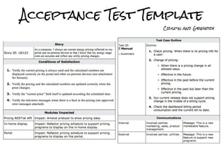 Acceptance Test Template
                  Crispin and Gregory
 