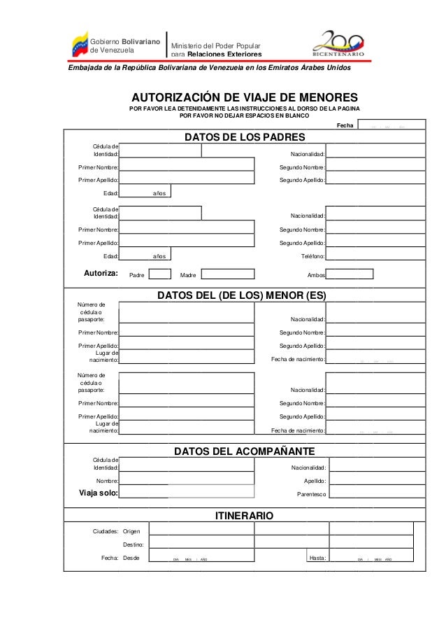 Requisitos para solicitar autorizacion de viaje de menores 