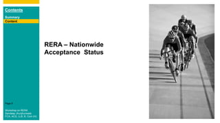 Contents
Summary
Content
Page 9
RERA – Nationwide
Acceptance Status
Content
Workshop on RERA
Sandeep Jhunjhunwala
FCA, ACS, LLB, B. Com (H)
 