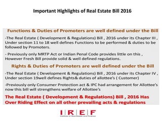 Important Highlights of Real Estate Bill 2016
 
