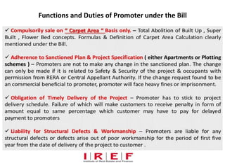 Functions and Duties of Promoter under the Bill
 
