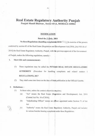Rera Punjab Complaint Regulations | PDF