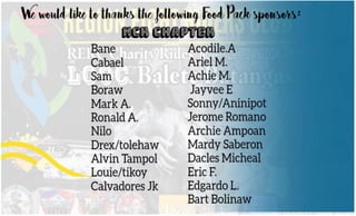 RERC SPONSORS.Charity Food Pack Distribution