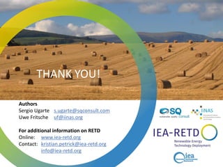Authors
Sergio Ugarte s.ugarte@sqconsult.com
Uwe Fritsche uf@iinas.org
For additional information on RETD
Online: www.iea-retd.org
Contact: kristian.petrick@iea-retd.org
info@iea-retd.org
THANK YOU!
 