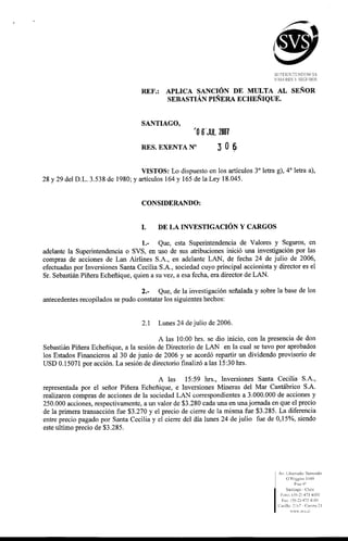 Res 2007 306 Sancion A PiñEra