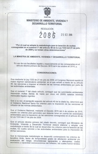 Res 2086 25 oct  2010 criterios sanciones ambientales