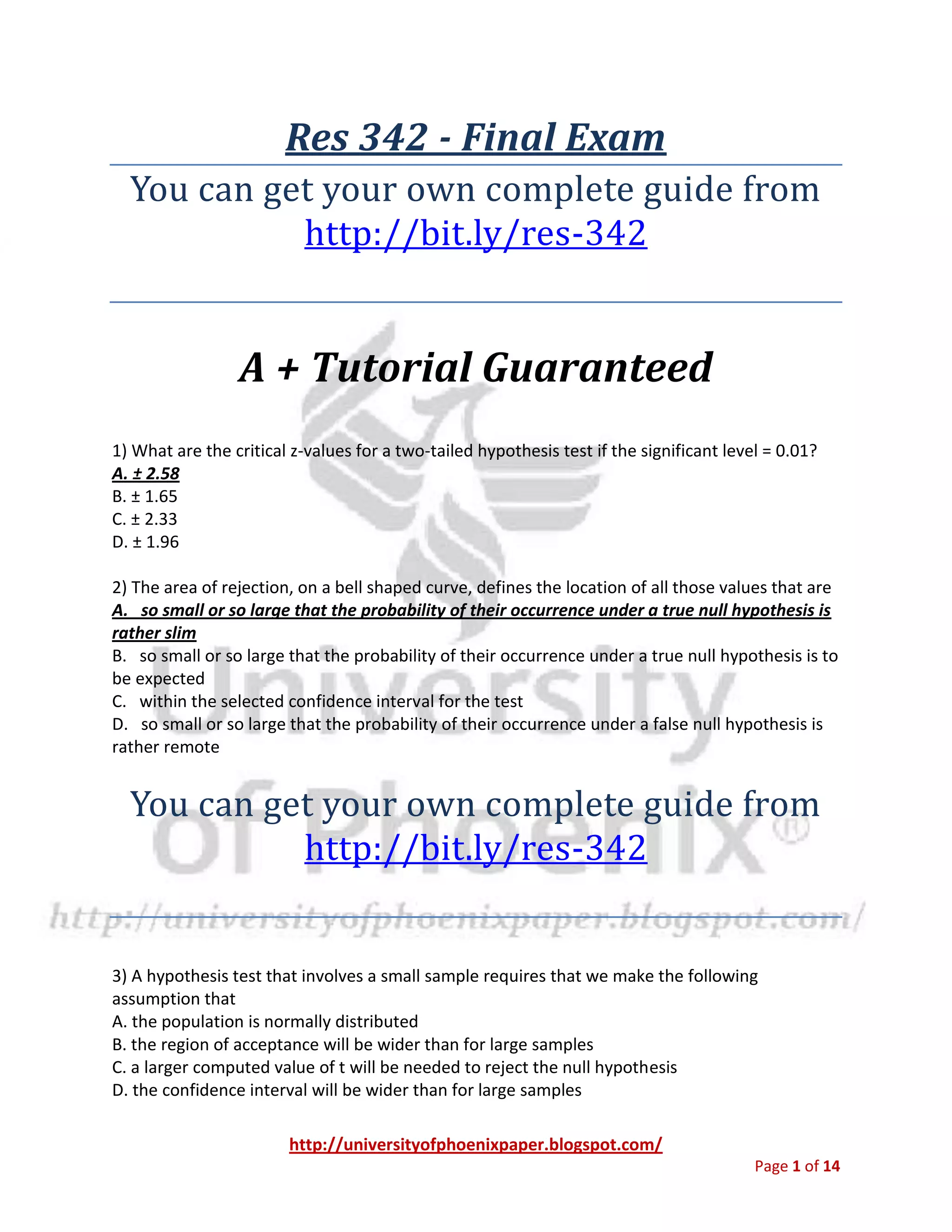 Res 342 final exam university of phoenix final exams study guide what ...