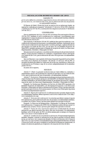 Resolución 3681 de 2013- Requerimientos Censo de pacientes con Enfermedades Huérfanas Colombia