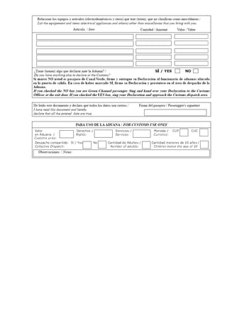 Resolución 439 de 28 de diciembre de 2012. Declaración de Pasajeros