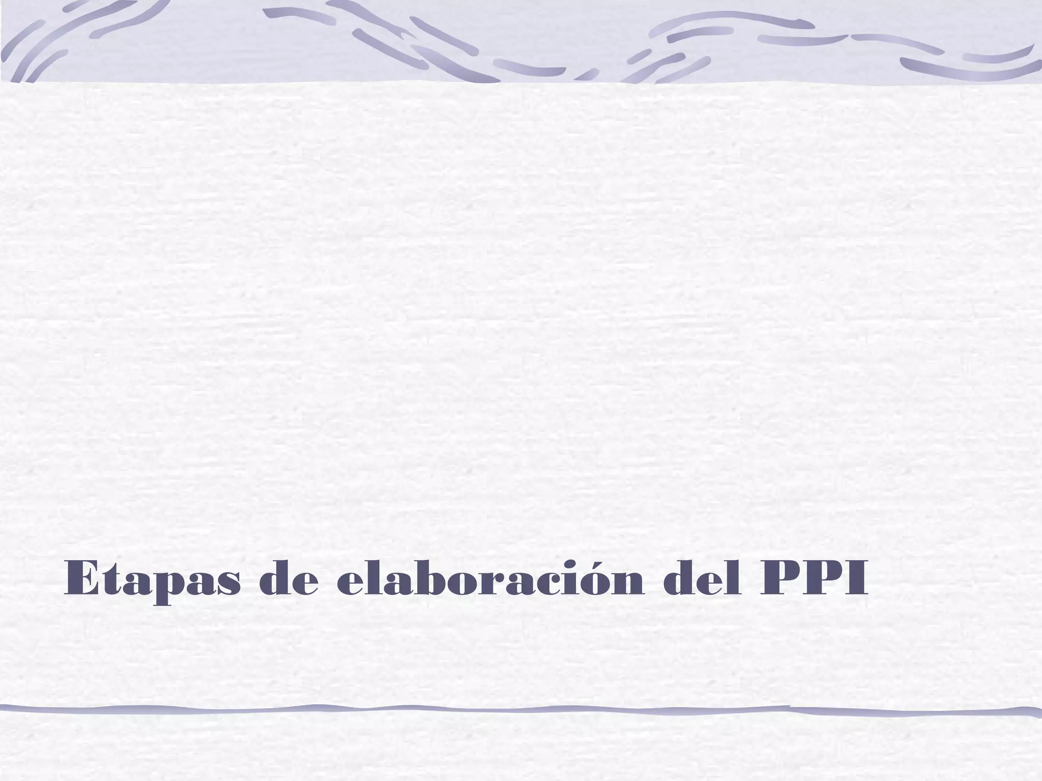 Etapas de elaboración del PPI
 