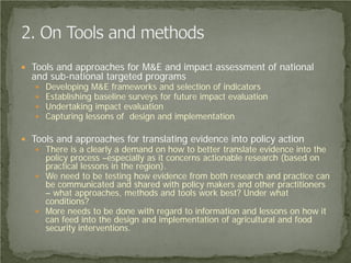  Tools and approaches for M&E and impact assessment of national
and sub-national targeted programs
 Developing M&E frame...