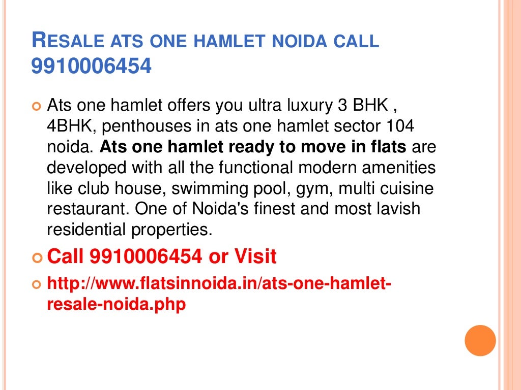 Resale ats one hamlet noida 9910006454