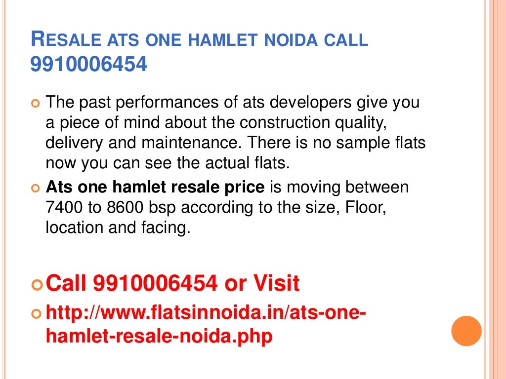 Resale ats one hamlet noida 9910006454