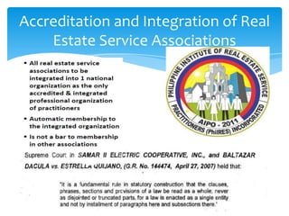 Accreditation and Integration of Real
    Estate Service Associations
 