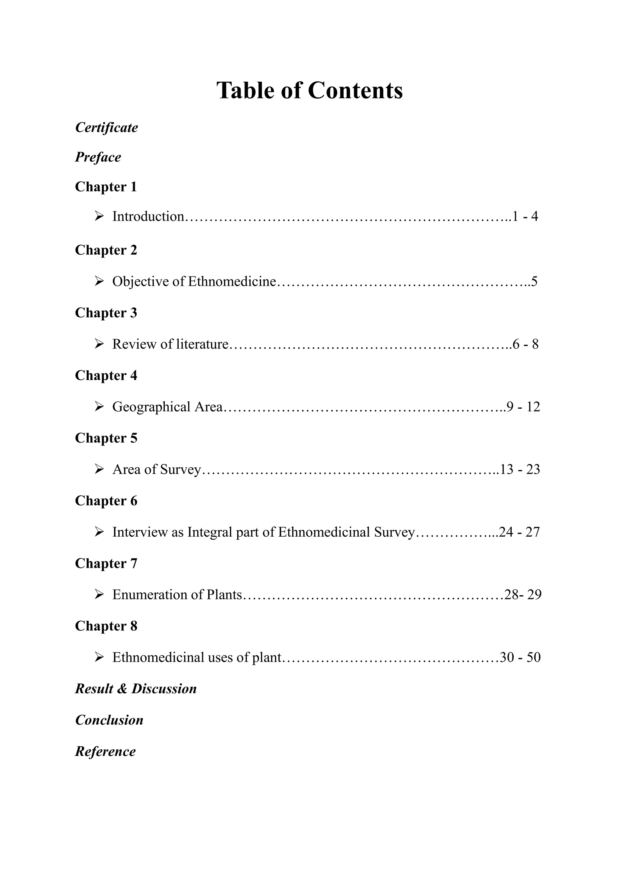 Resarch/Dissertation File on Ethnomedicinal Medicinal Survey of Plant ...