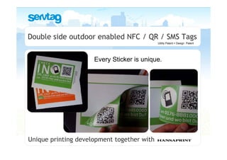 Double side outdoor enabled NFC / QR / SMS Tags
                                            Utility Patent + Design Patent...
