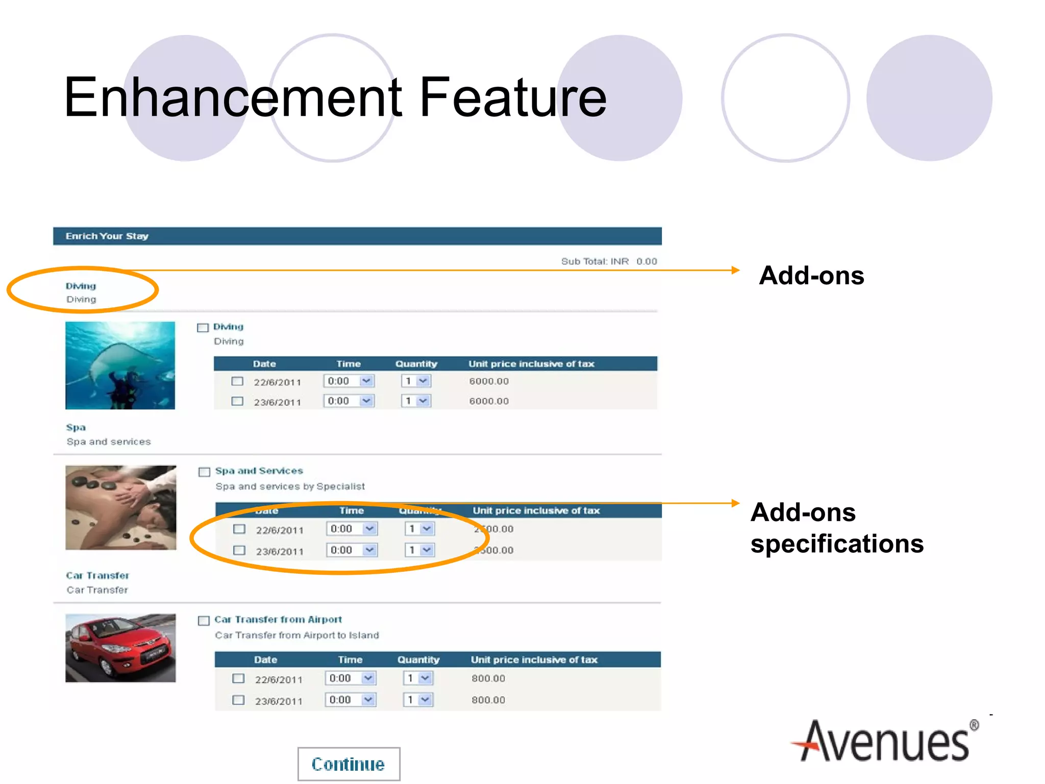 Enhancement Feature Add-ons  Add-ons specifications 