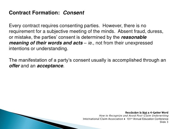 Rescission is Not a Four Letter Word Rescission is Not a Four Letter Word