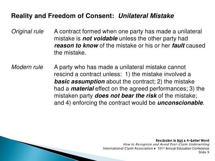 Rescission is Not a Four Letter Word Rescission is Not a Four Letter Word