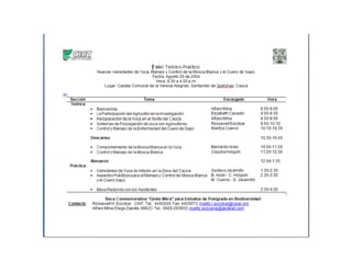 Use of tissue culture techniques in a seed releases programs of whiteflies and frog skin diseases resistance materials in Cauca, Colombia