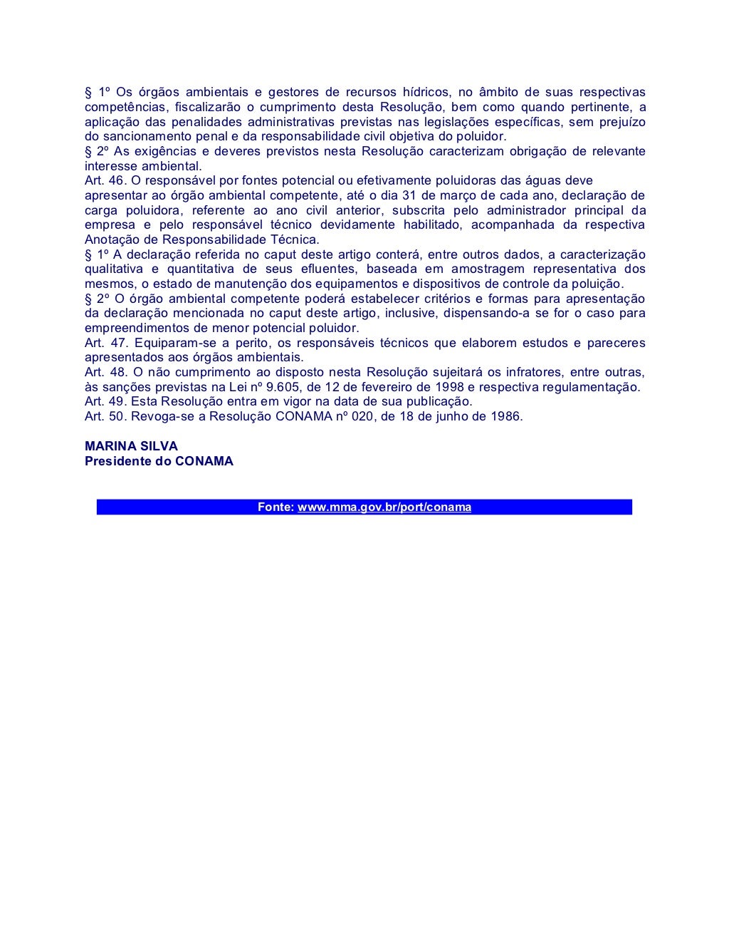 Resolução Conama 357 05 E Suas Alterações
