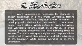 Work Emmersion Introduction RESCUE-LDRRMO.WORK IMMERSION PRESENTATIONppt | PDF