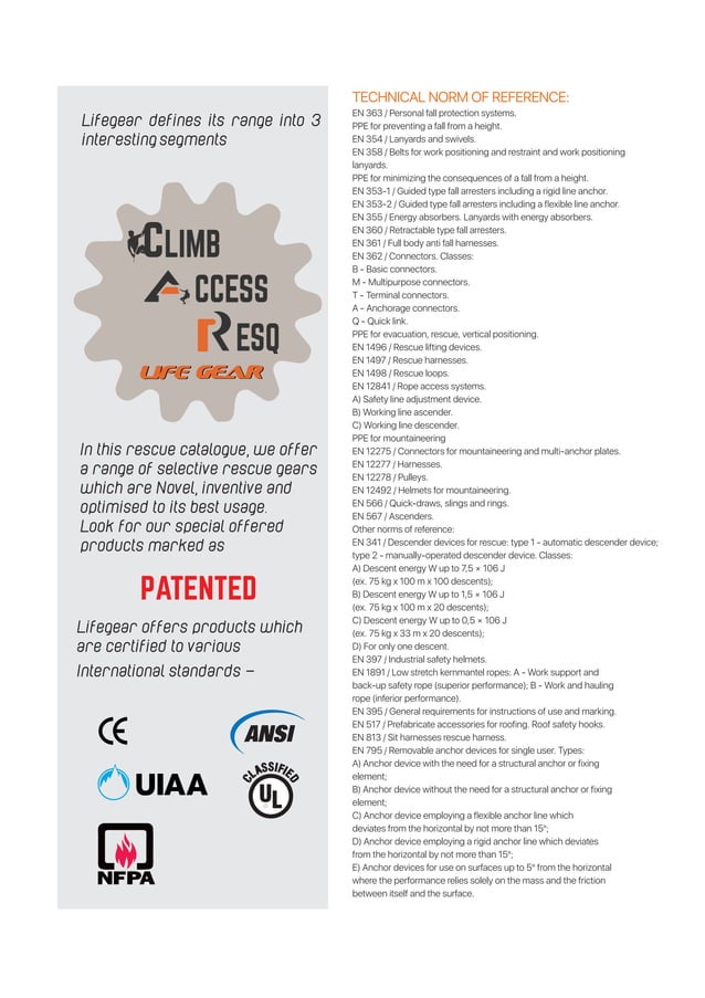 Rescue catalogue Lifegear Safetech PDF