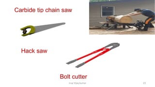 Insp Vijay kumar 23
Hack saw
Bolt cutter
Carbide tip chain saw
 