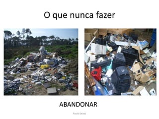 Incineração	A incineração é um processo de destruição de resíduos. De uma forma simples é um processo de destruição térmica, através da combustão.Paulo Seixas