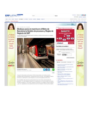Reseña - Stratesys implanta innovadora Solución SAP mejora eficiencia Metro Barcelona TMB - ERP SPAIN - DIC2014