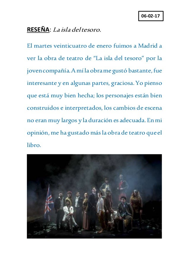 Reseña de la obra de teatro la isla del tesoro