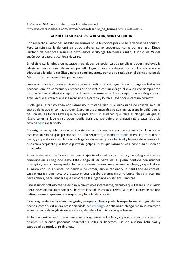 Resumen Tratado 2 Lazarillo De Tormes
