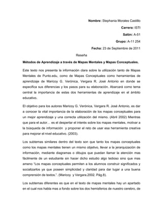 Reseña final de mapas mentales y conceptuales