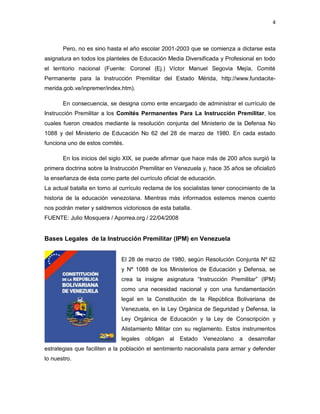 Reseña Histórica de la Instrucción Premilitar en Venezuela | PDF