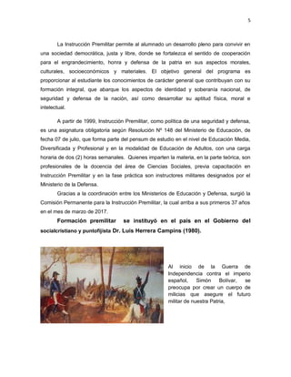 RESEÑA HISTÓRICA DE LA INSTRUCCIÓN PREMILITAR (IPM) EN VENEZUELA | PDF
