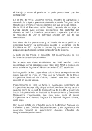 Reseña histórica del cooperativismo en colombia | DOC